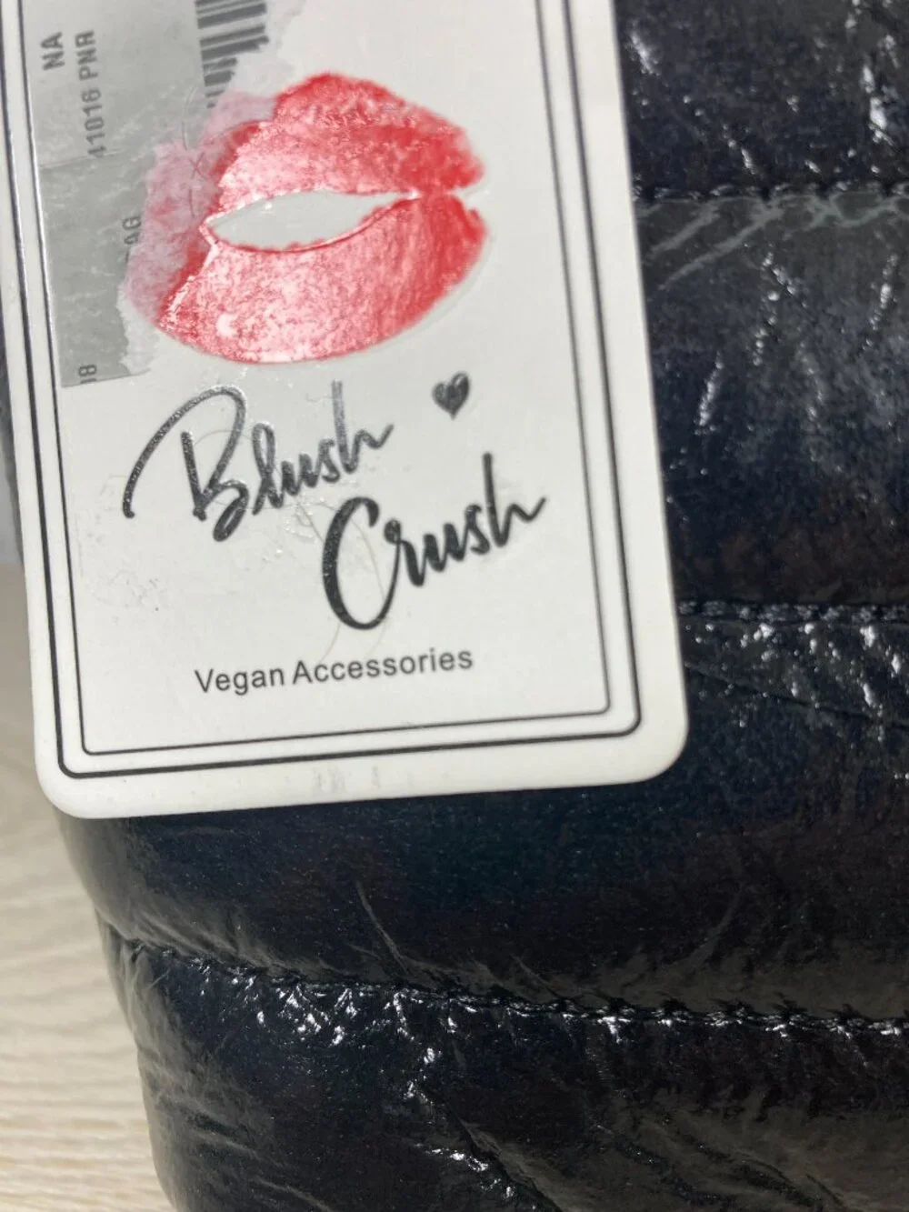 Blush Crush Black Puffer Cosmetic Bag – Pink Heart Lining NWT